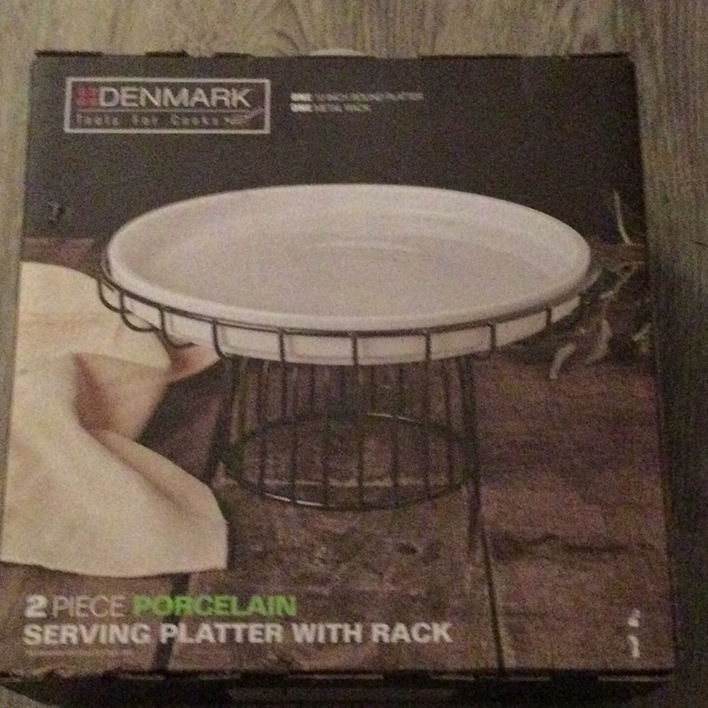 Denmark 2 Piece Porcelain Serving Platter With Rack.